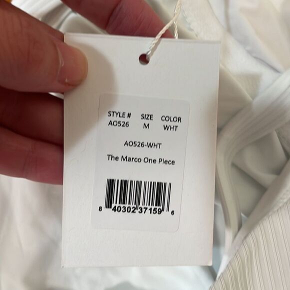 Andie The Marco One Piece Rib Swimsuit White Size M NWT - Picture 6 of 7
